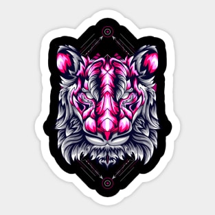 tiger head front crest retro Sticker